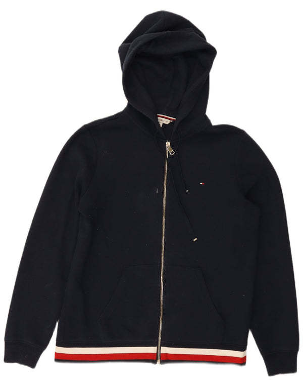 Damski sweter z kapturem i zamkiem Tommy Hilfiger UK 16, duży, granatowy, z blokami kolorów