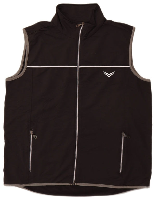 TRIGEMA Mens Graphic Sleeveless Tracksuit Top Jacket Large Black Polyester