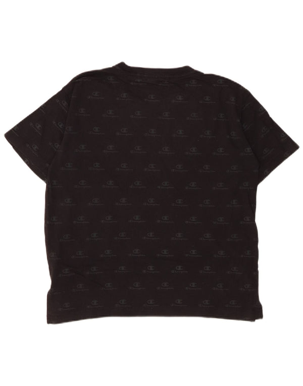 Damska koszulka oversize CHAMPION z grafiką Top UK 10, mała, czarna bawełna