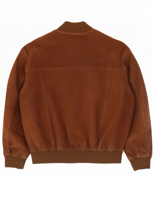 Vintage męska zamszowa kurtka bomber IT 52 XL brązowa skóra