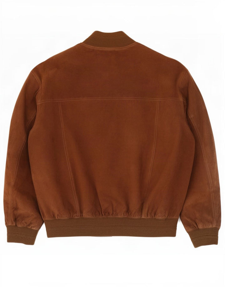 Vintage męska zamszowa kurtka bomber IT 52 XL brązowa skóra