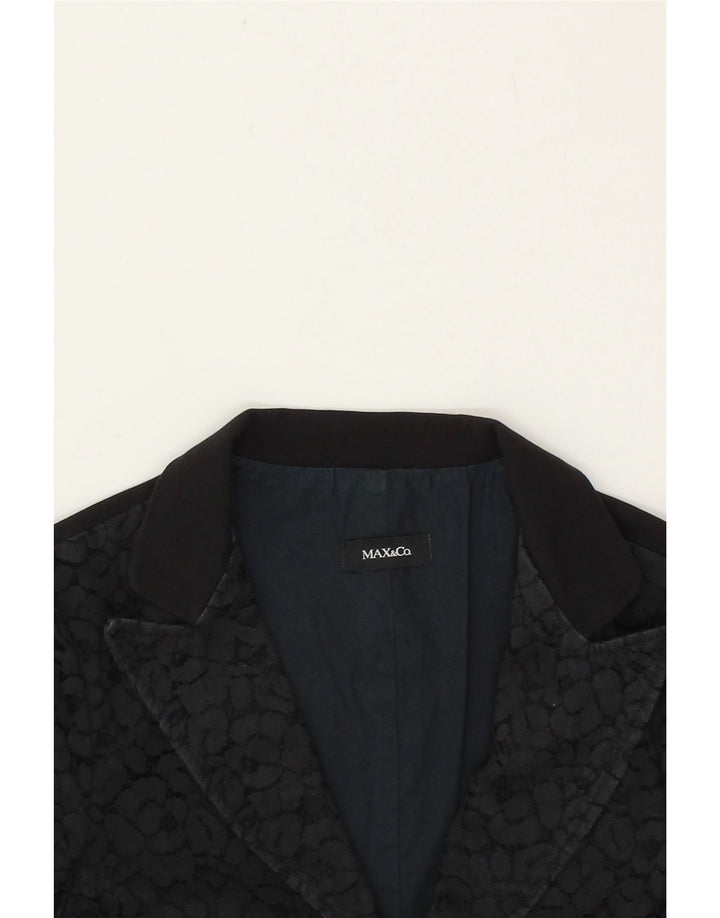 MAX & CO. Womens Abstract Pattern Blazer Jacket UK 12 Medium Black Vintage Max & Co. and Second-Hand Max & Co. from Messina Hembry 