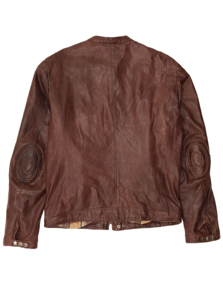 Damska skórzana kurtka racer Zen IT 52 2XL brązowa skóra