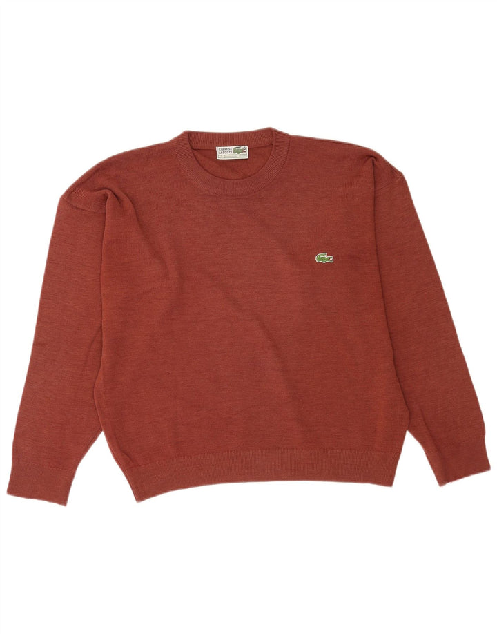 Lacoste Męski sweter z okrągłym dekoltem, rozmiar 5, duży, brązowy, wełniany