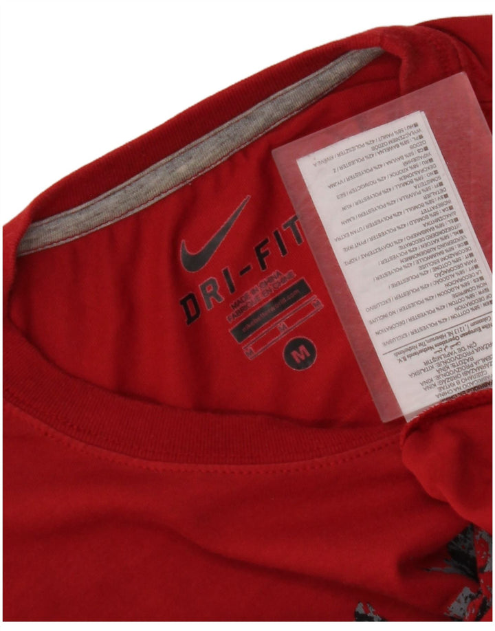 Męski T-shirt NIKE Dri Fit z grafiką, średni czerwony, bawełniany