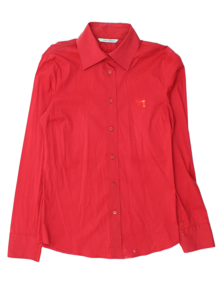 GUESS BY MARCIANO Womens Shirt IT 46 Large Red Cotton Vintage Guess By Marciano and Second-Hand Guess By Marciano from Messina Hembry 