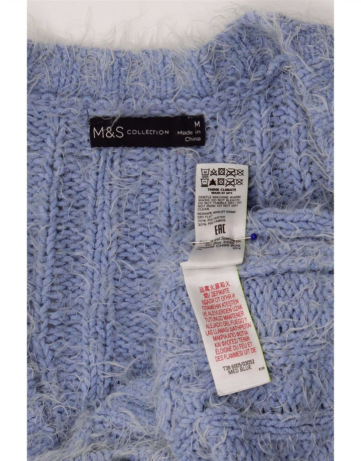 Marks & Spencer Damski sweter kardigan UK 14, średni niebieski poliester