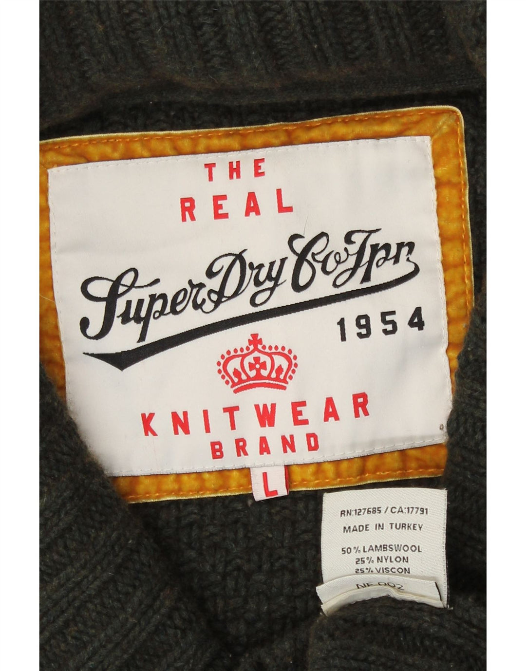 Damski sweter kardigan Superdry UK 16, duża wełna khaki