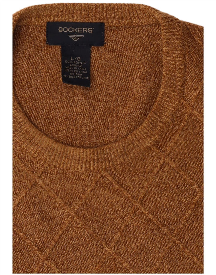 Męski sweter z wycięciem pod szyją Dockers, duży brązowy Argyle/Akryl diamentowy