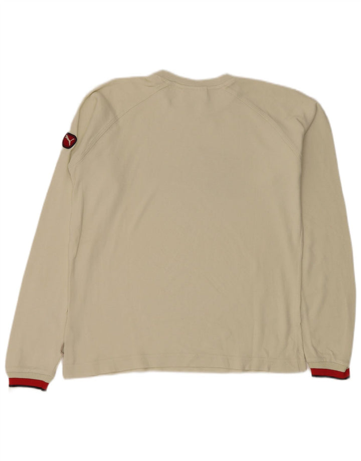 Męski graficzny top Puma z długim rękawem, mały, biały, bawełniany