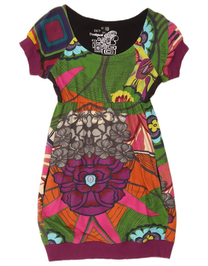 Desigual damska graficzna sukienka bąbelkowa UK 10, mała, wielokolorowa w kwiaty