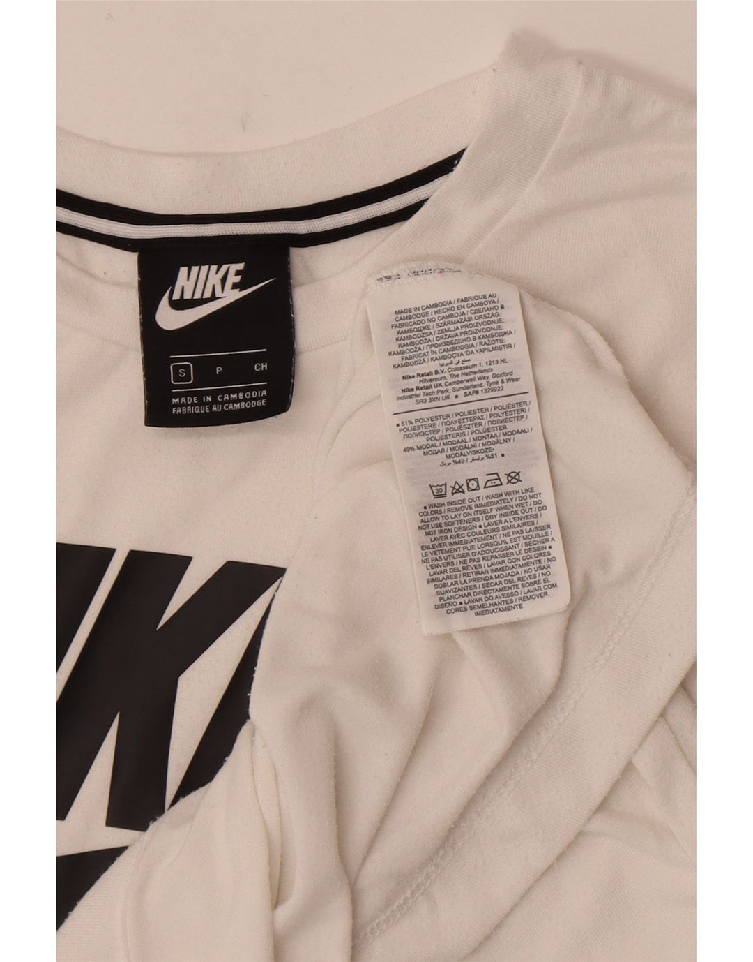 Damska koszulka z grafiką Nike Top UK 10, mała, biała, poliestrowa