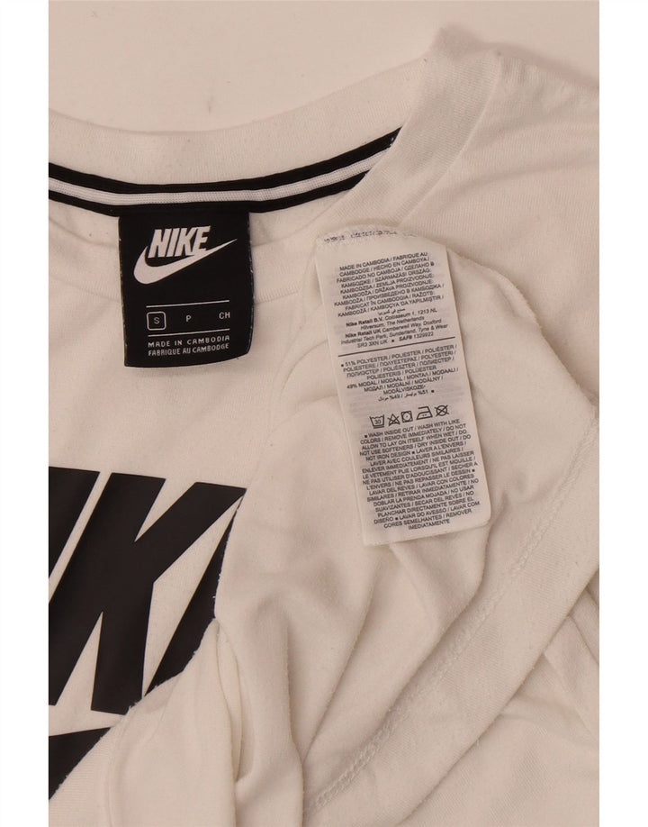 Damska koszulka z grafiką Nike Top UK 10, mała, biała, poliestrowa