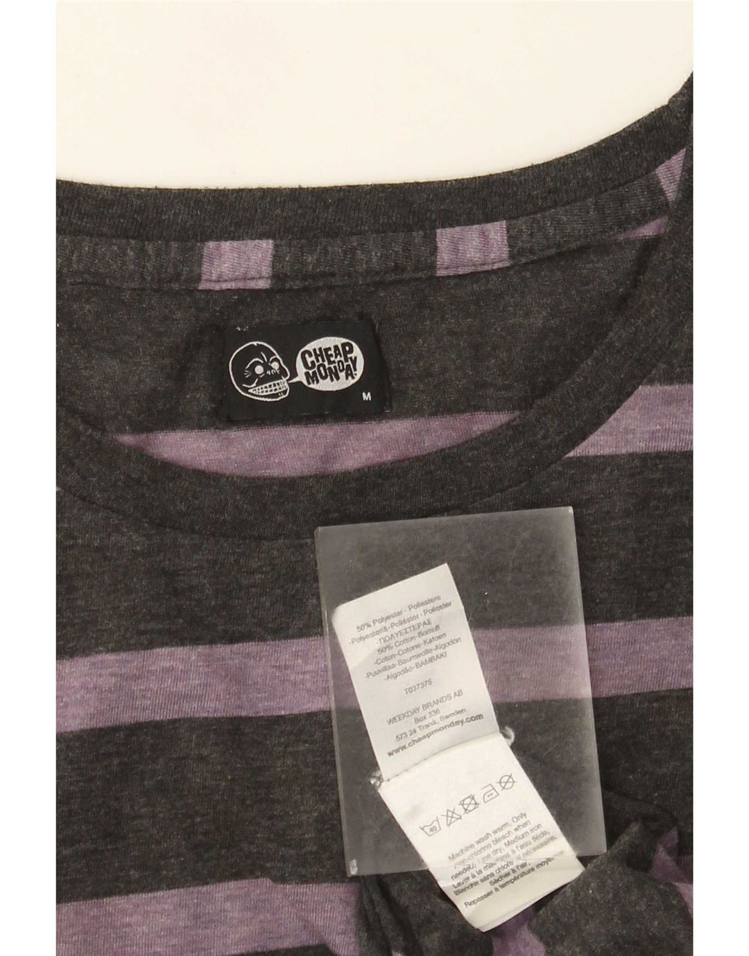 Tani poniedziałek T-shirt męski z poliestru w średnie szare paski