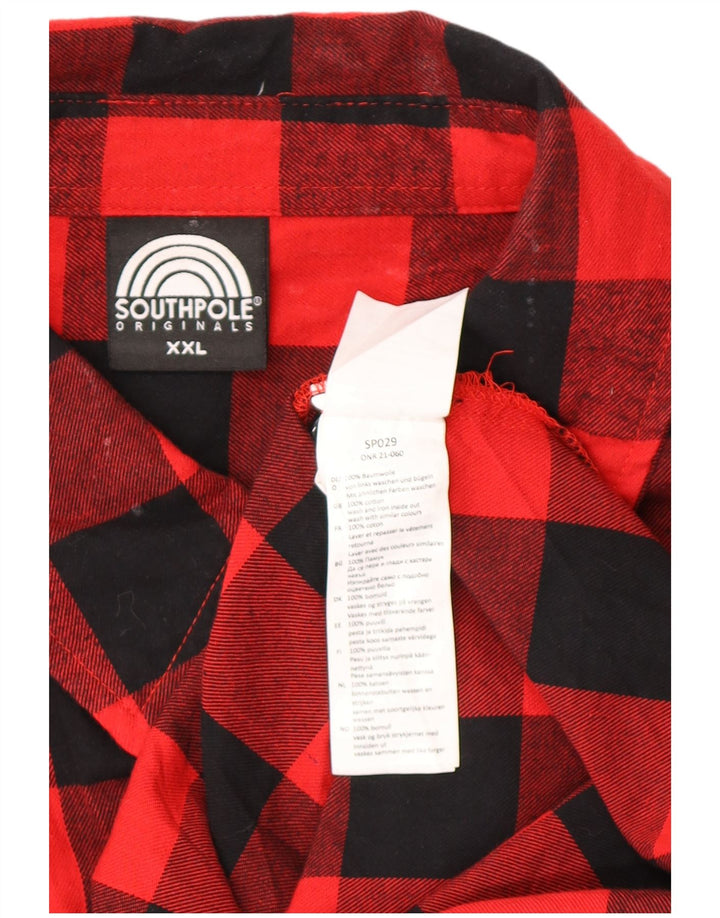 Koszula flanelowa męska SOUTHPOLE 2XL, bawełniana czerwona kratka