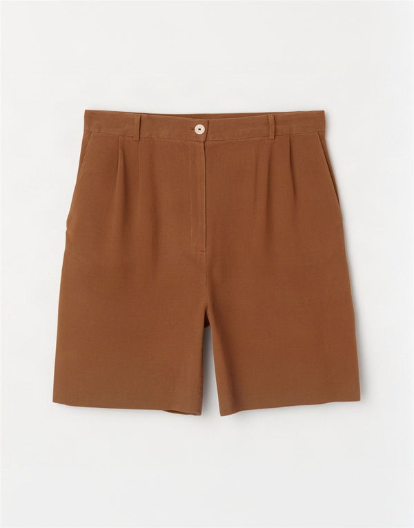 Vintage damskie spodenki na co dzień z wysokim stanem IT 44 Medium W27 brązowy jedwab