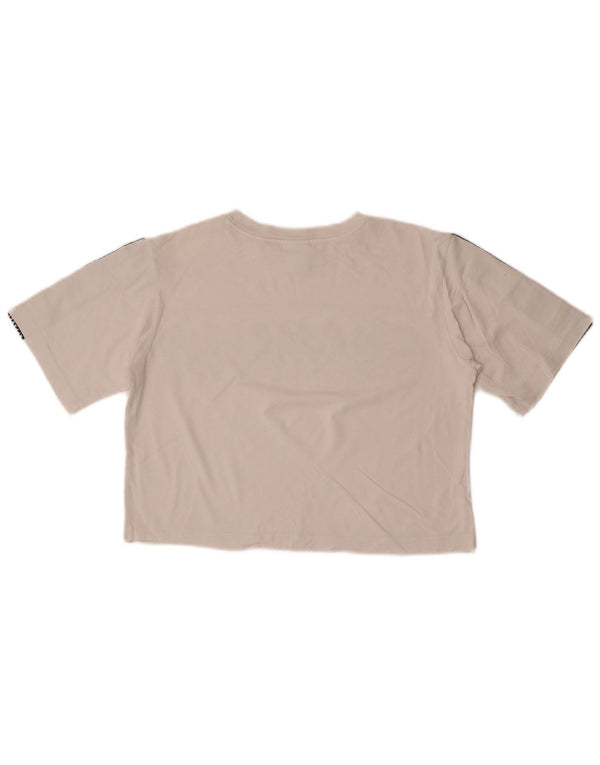 Champion Womens Crop Graphic T-Shirt Top UK 10 Small White