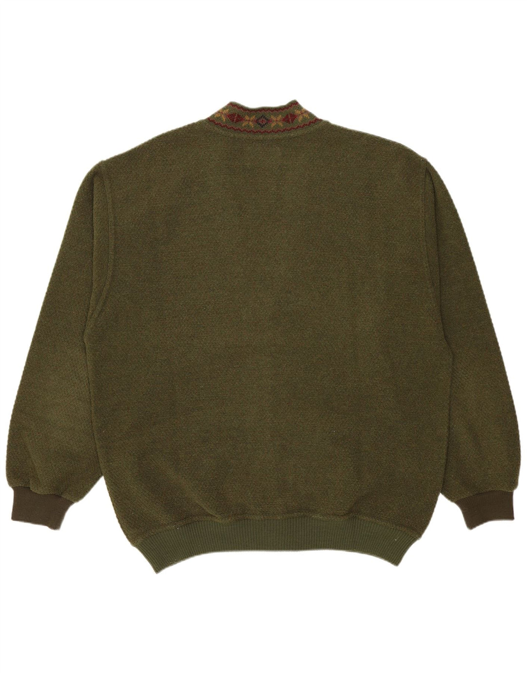 Męski sweter rozpinany Malagrida, duży khaki, wełna Fair Isle