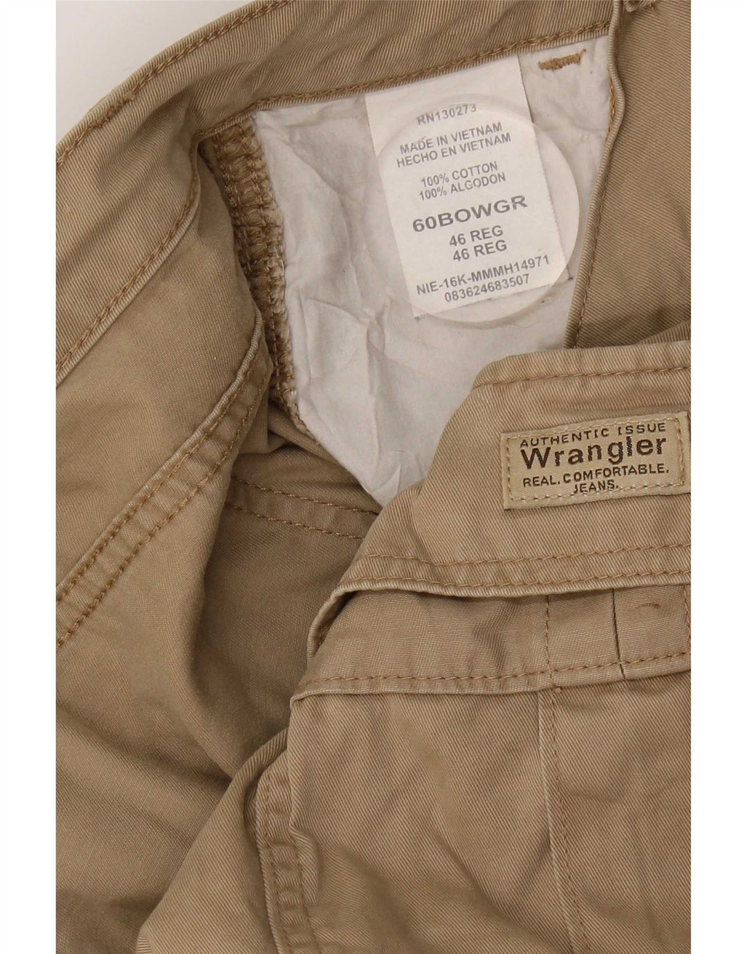 Męskie spodenki cargo Wrangler W46 3XL beżowa bawełna