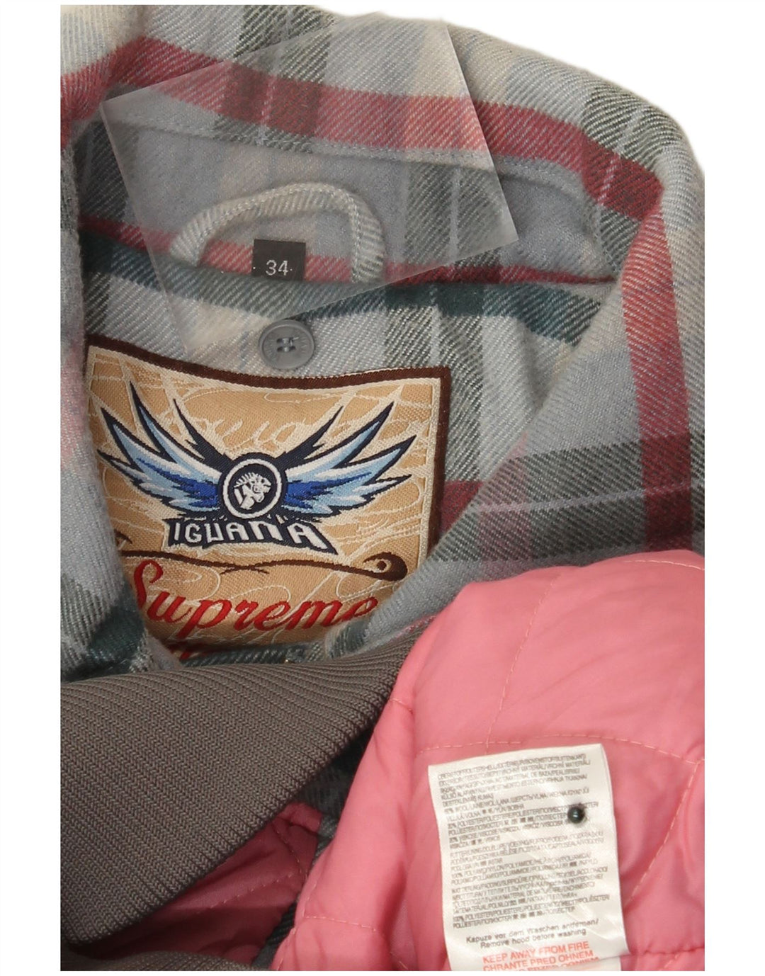 Męska kurtka bomberka Iguana UK 34 XS Szara wełniana krata