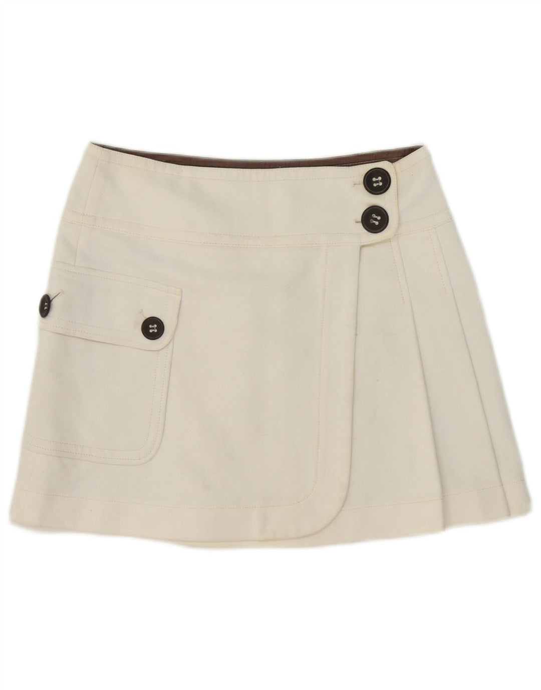 Max & Co. Damska spódnica mini kopertowa UK 8 Small W32 Biała bawełna