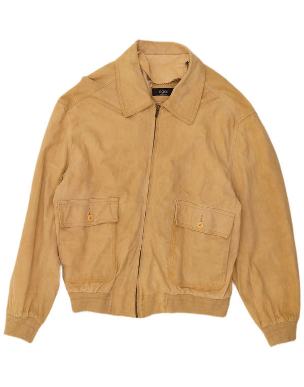 Męska zamszowa kurtka bomberka VINTAGE UK 38 w kolorze średniej beżowej skóry