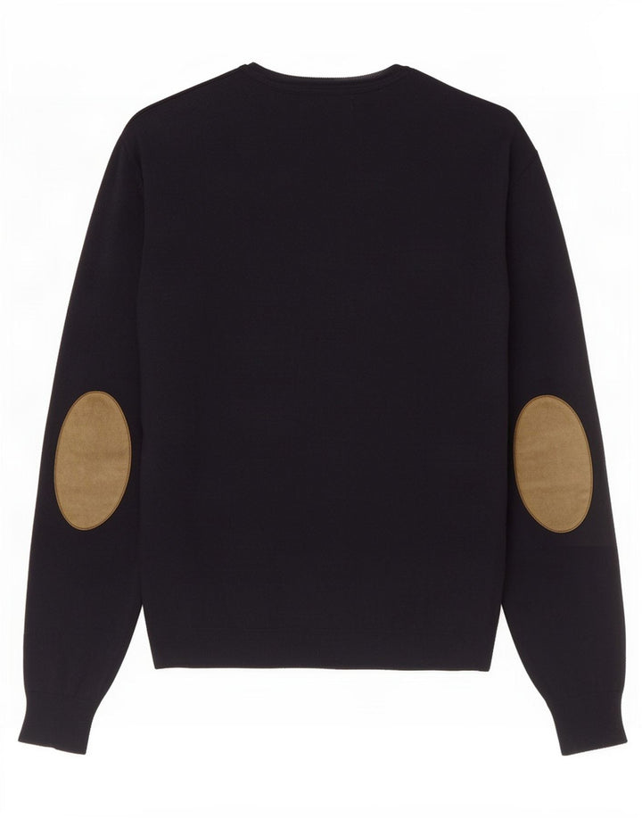 Damski sweter Massimo Dutti z okrągłym dekoltem, średni granatowy, bawełniany
