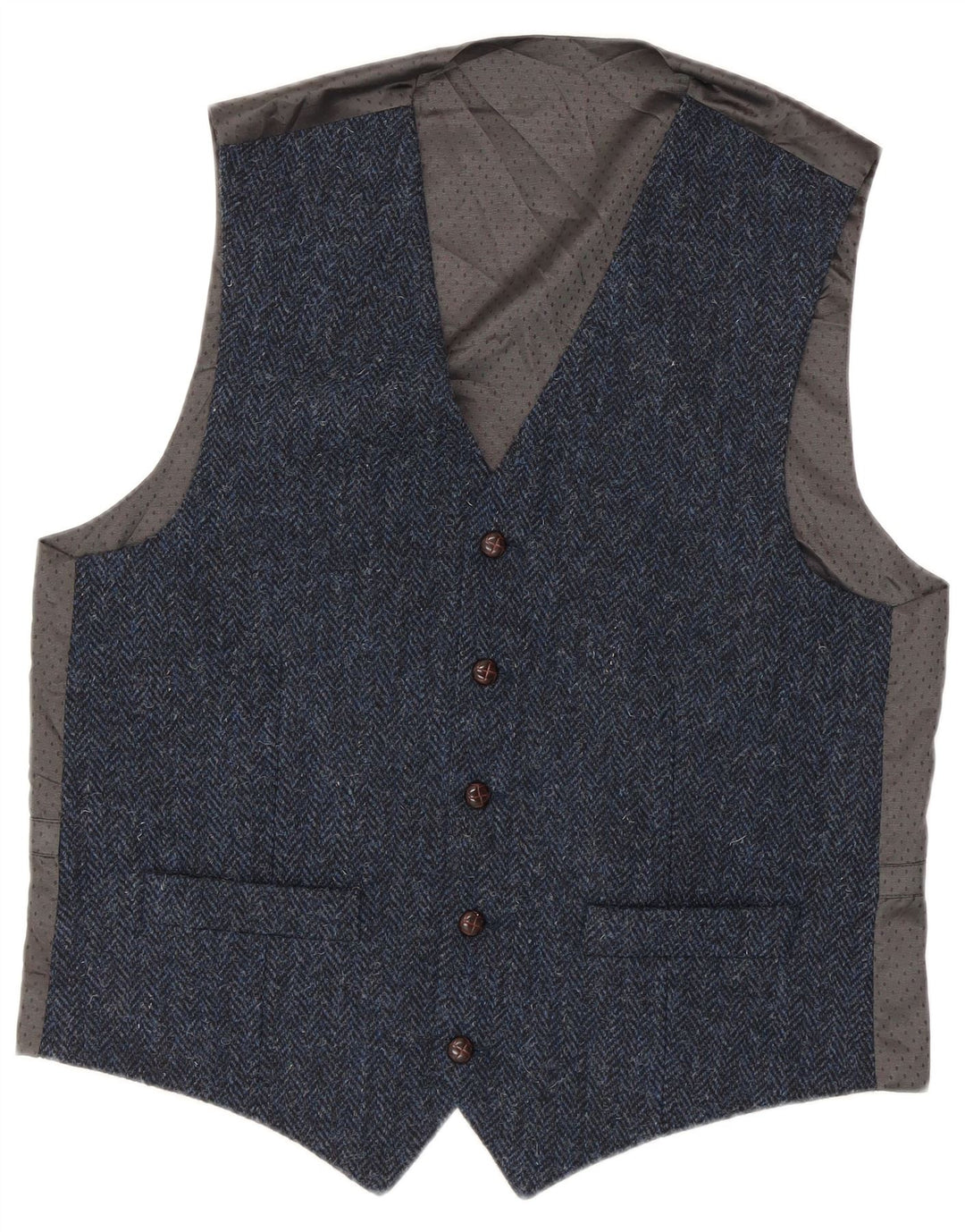 Męska kamizelka Harris Tweed Mała niebieska nowa wełna w jodełkę
