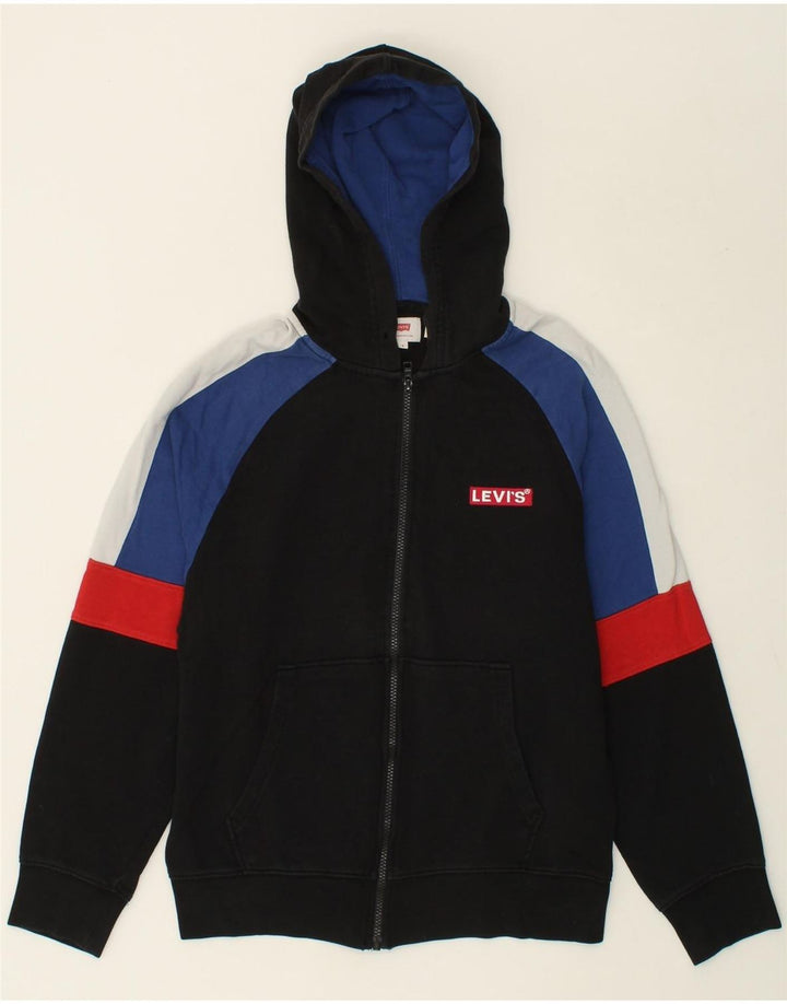 LEVI'S Mens Zip Hoodie Sweater Small Black Colourblock Cotton Vintage Levi's and Second-Hand Levi's from Messina Hembry 