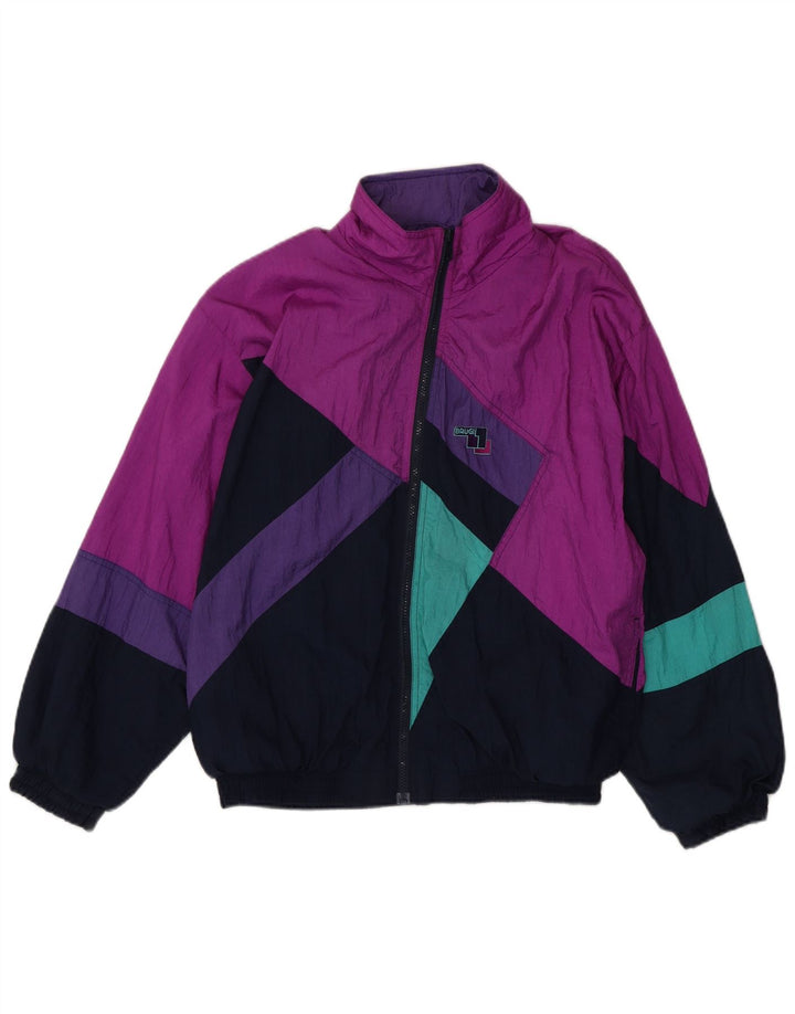 Męska kurtka dresowa Brugi, mała, granatowa, z blokami kolorów, poliamid