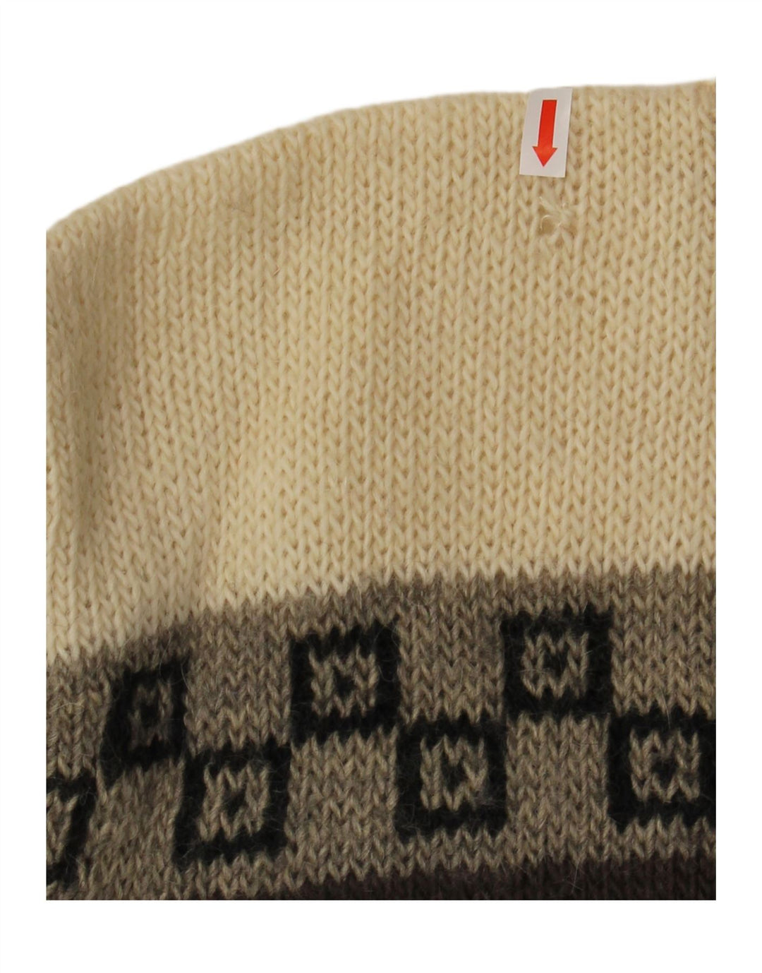 Męski sweter z okrągłym dekoltem w stylu VINTAGE XL, brązowy, geometryczny