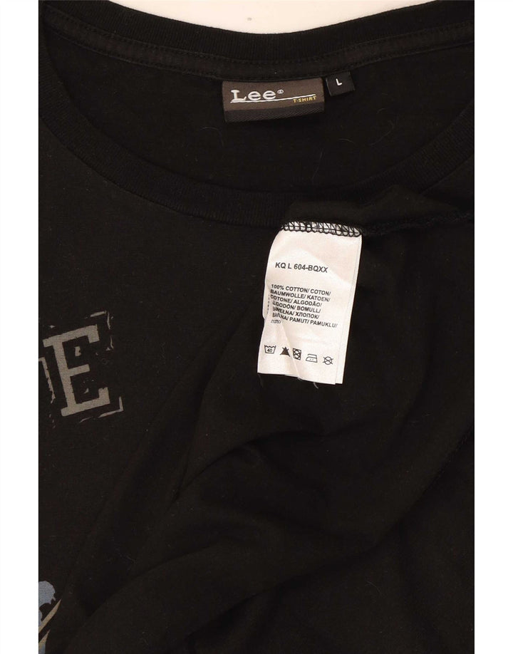 Męski T-shirt Lee z grafiką, duży, czarny, bawełniany