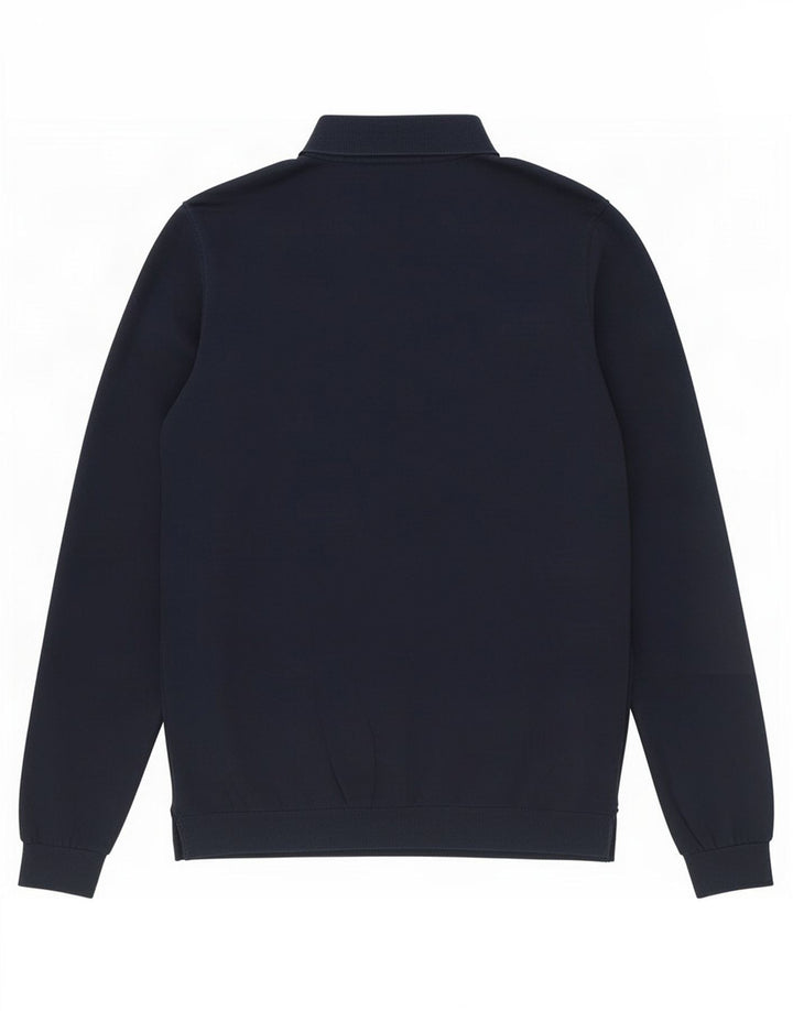 Męski sweter polo Massimo Dutti, mały, granatowy, bawełniany
