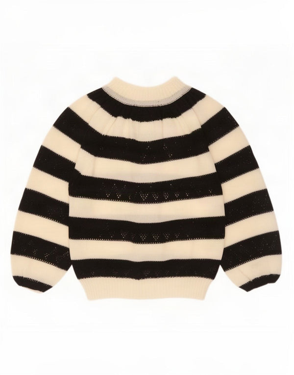 Sweter damski w stylu vintage z okrągłym dekoltem UK 16, duże białe paski