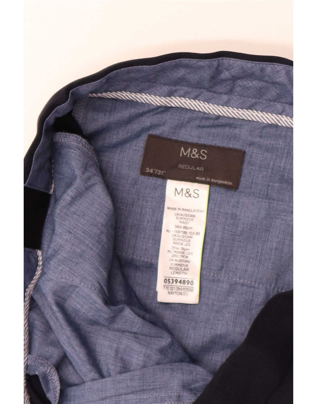 Męskie spodnie typu chino Regular Marks & Spencer W34 L31 Granatowy poliester