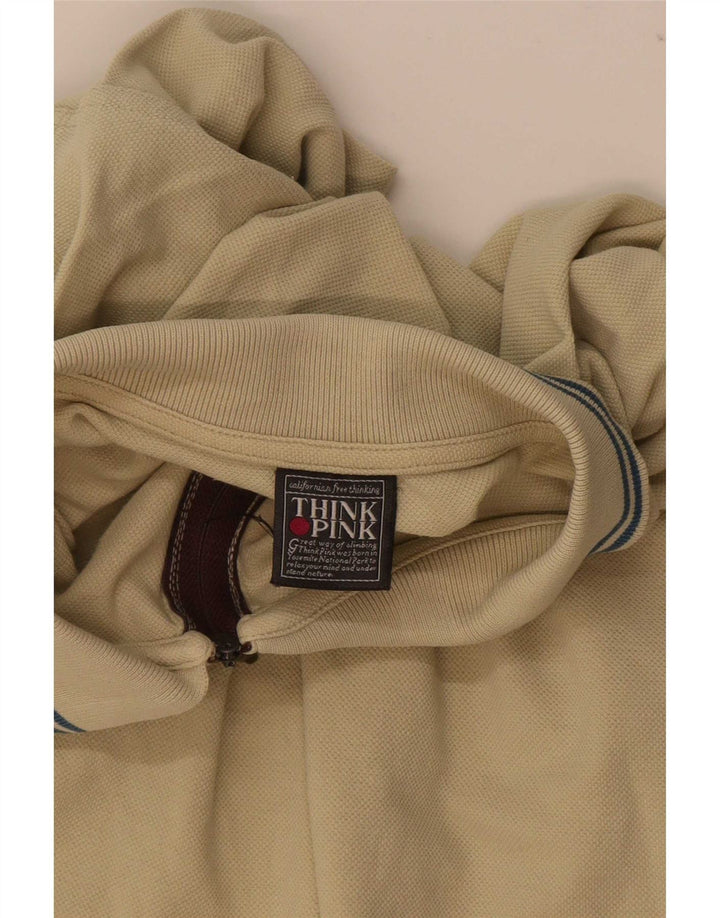 Think Różowa Męska Koszulka Polo 2XL Beżowa
