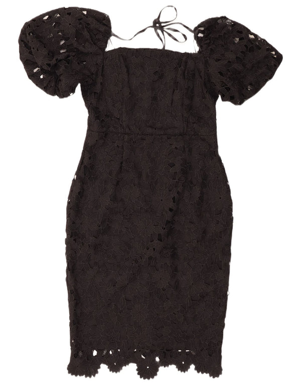 Damska obcisła sukienka z odkrytymi ramionami Lipsy UK 14, duży, czarny, kwiatowy poliester