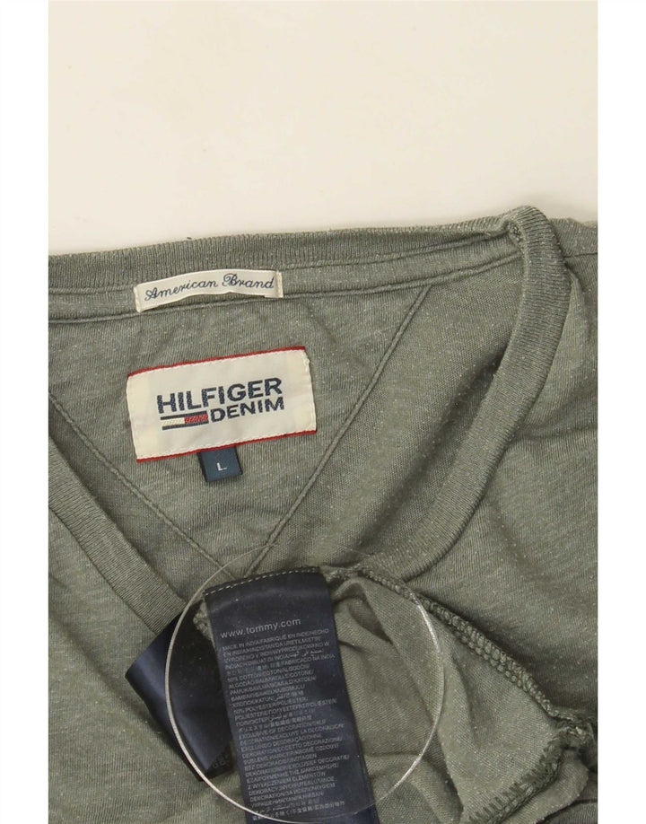 Męska koszulka Tommy Hilfiger z długim rękawem, duża, szara, nakrapiana bawełna