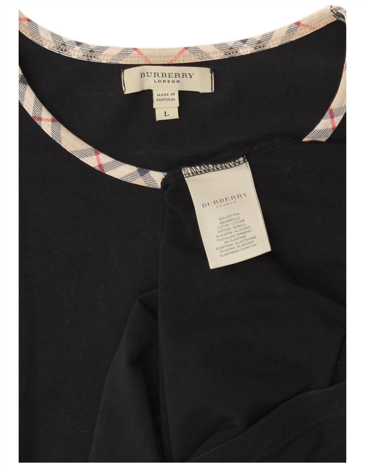 Damski top Burberry z długim rękawem, UK 14, duży, czarny, bawełniany