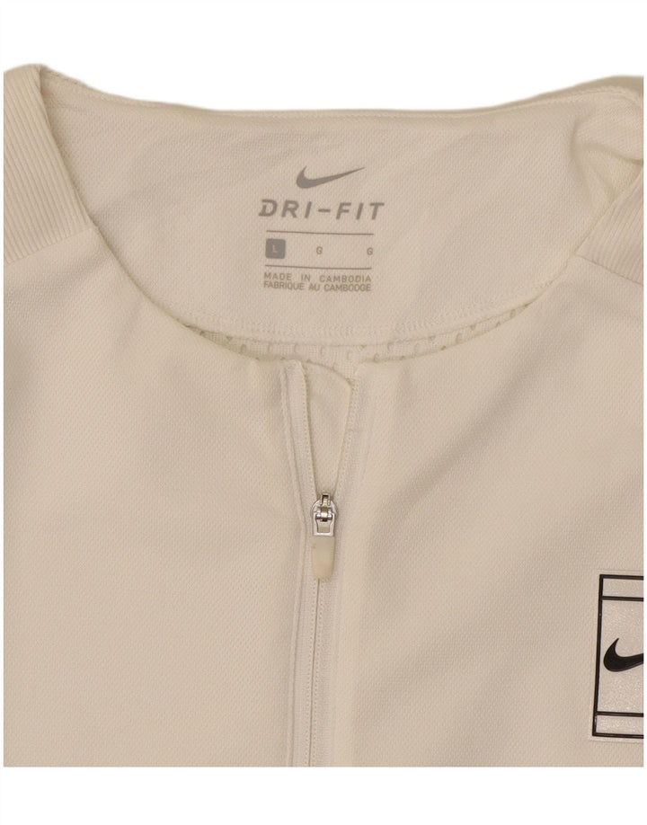 Damska kurtka dresowa Nike Dri Fit Crop Top UK 16, duża, biała, poliestrowa