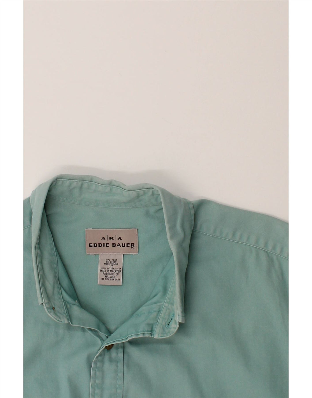 EDDIE BAUER Mens Short Sleeve Shirt Large Turquoise Cotton Vintage Eddie Bauer and Second-Hand Eddie Bauer from Messina Hembry 