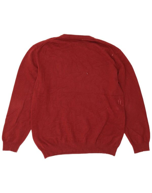 Męski sweter Gant z dekoltem w kształcie litery V, 3XL, bordowa wełna z merynosów