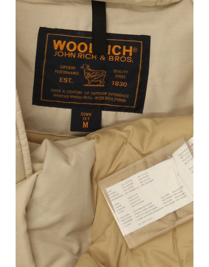 Damski ocieplany płaszcz z kapturem Woolrich UK 14, średni beż, bawełna