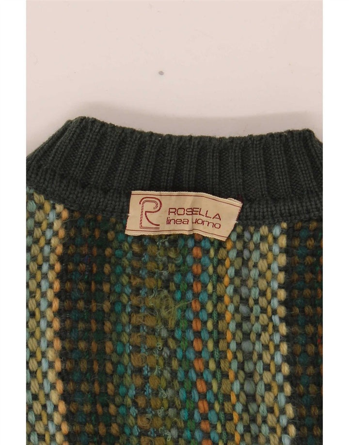 Męski sweter z okrągłym dekoltem Rosella XL w zielone paski