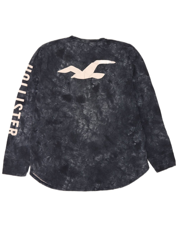 Męski top z grafiką Hollister, długi rękaw, XL, czarny, bawełniany