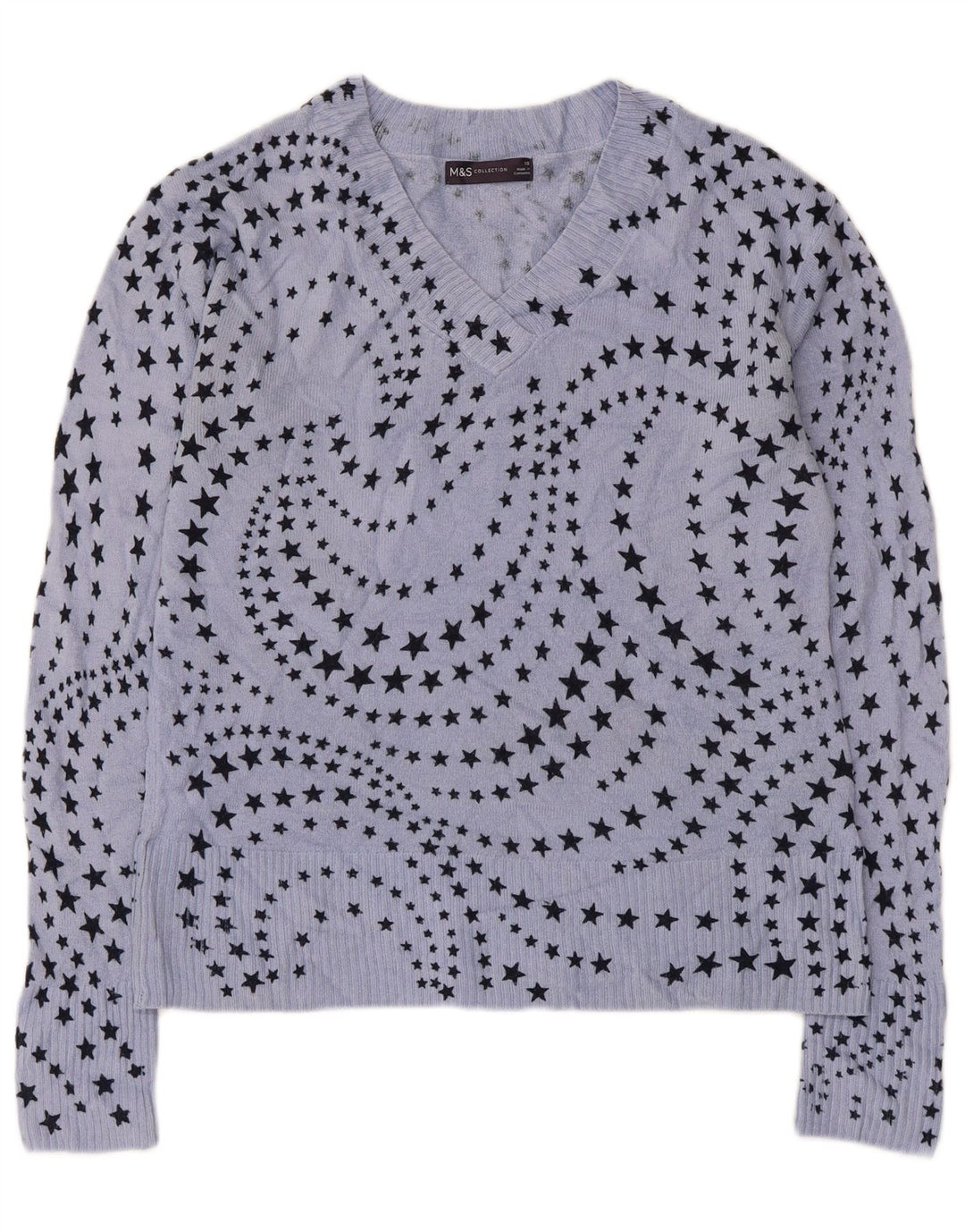 Marks & Spencer Damski sweter z abstrakcyjnym wzorem i dekoltem w kształcie litery V, UK 10, mały B