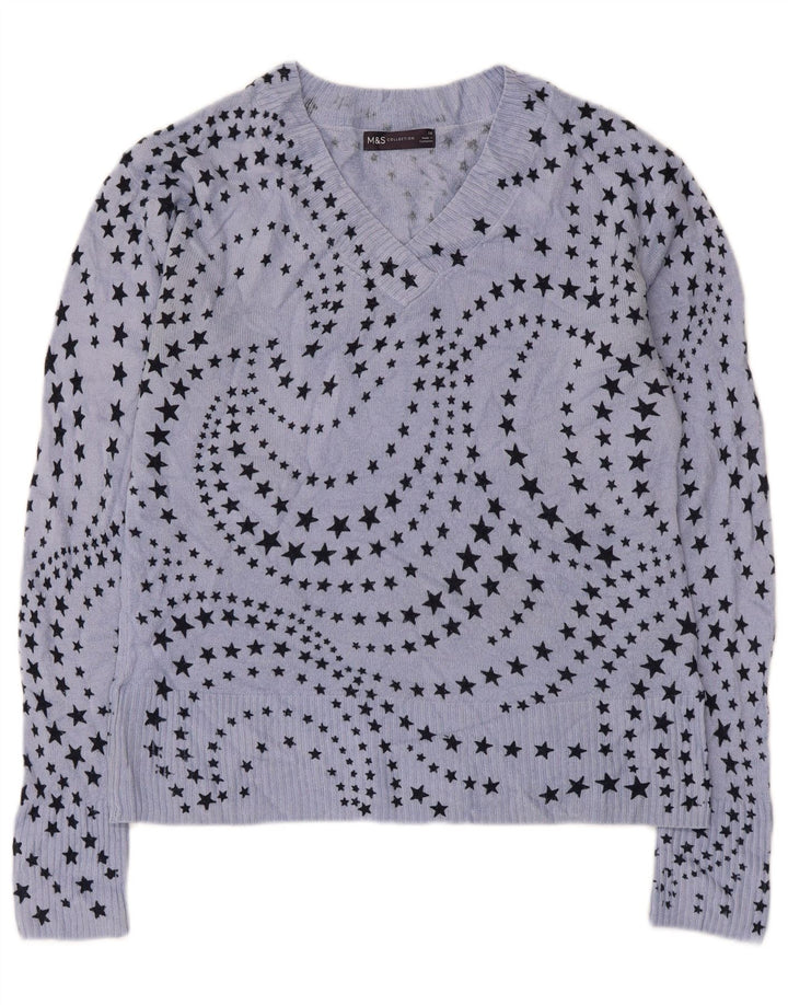Marks & Spencer Damski sweter z abstrakcyjnym wzorem i dekoltem w kształcie litery V, UK 10, mały B