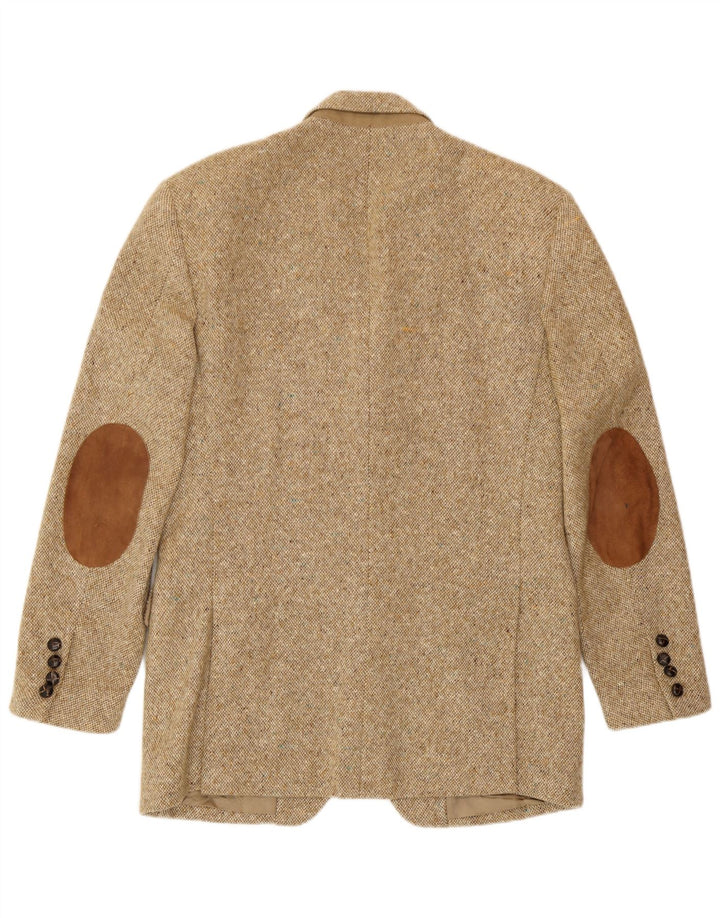 Męska marynarka zapinana na 3 guziki John Hanly&Co Ltd, UK 38, średnio beżowa, nakrapiana