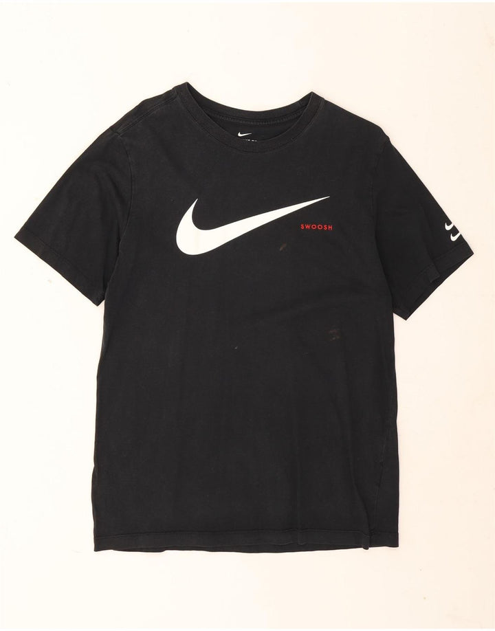 Męski T-shirt Nike Swoosh Graphic Top, średni czarny, bawełniany