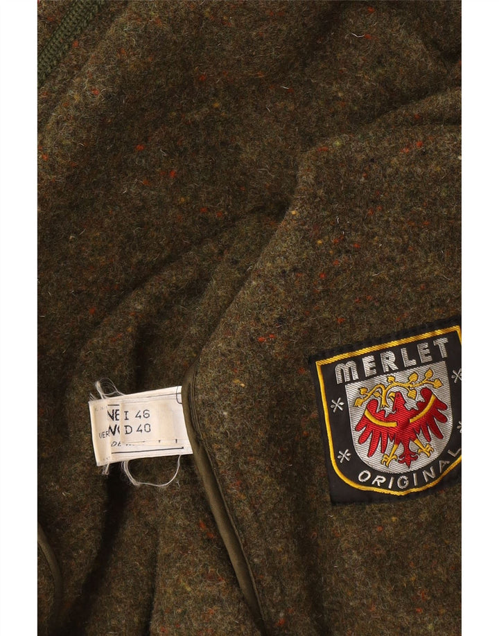 Damski płaszcz oversize z kapturem Merlet IT 46, duża wełna w kolorze khaki